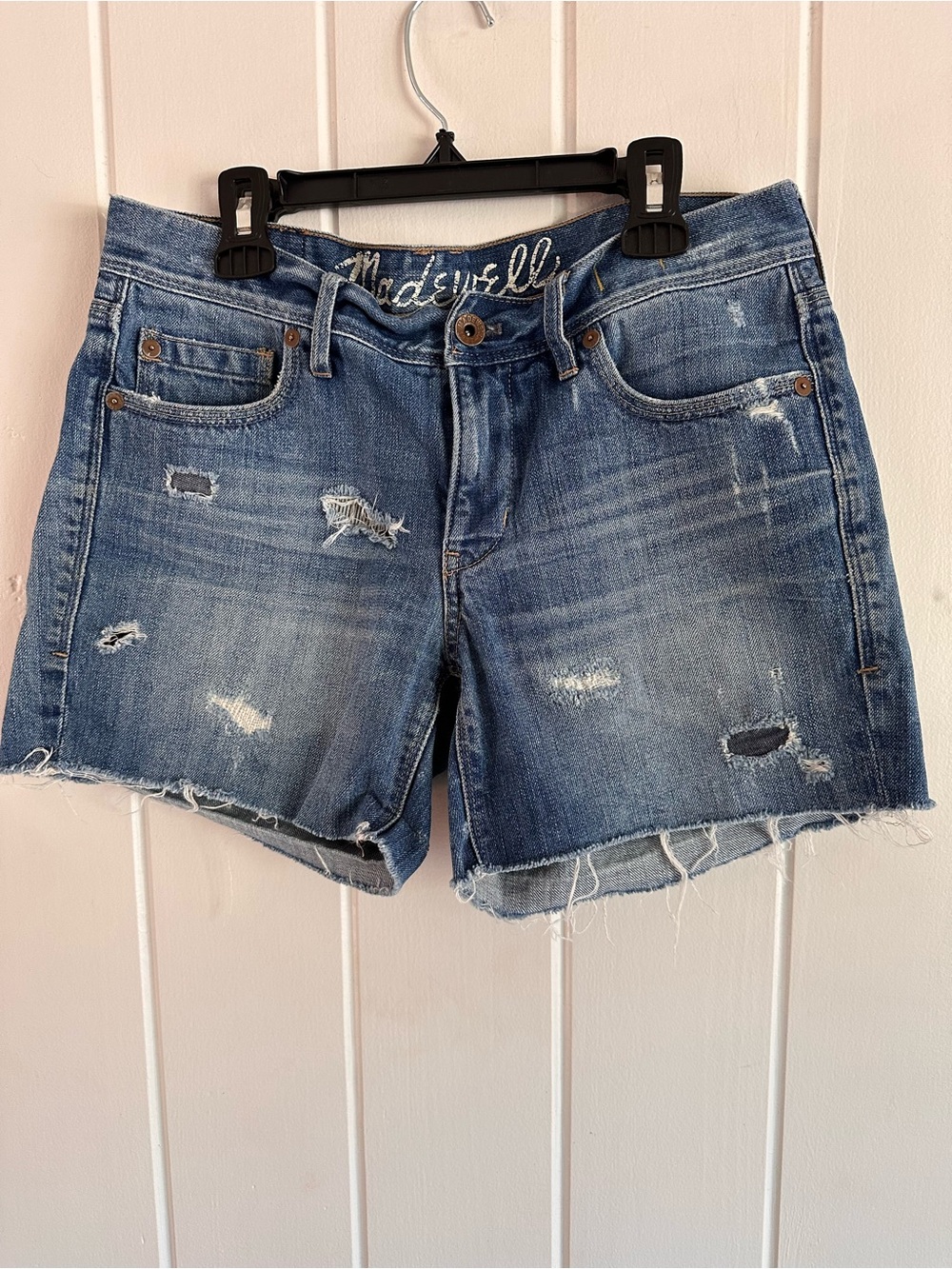 Madewell Distressed Denim Cutoff Shorts in Blue